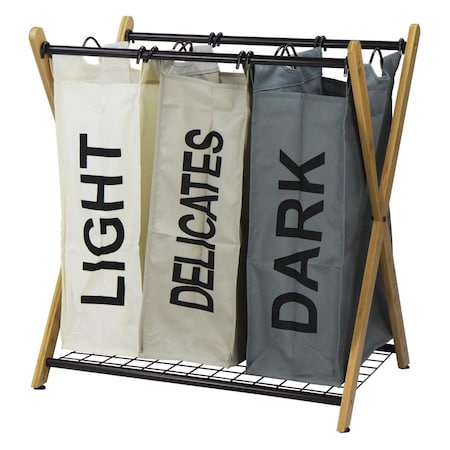 Oceanstar X-Frame Bamboo 3 Bag Laundry Sorter Color XBS1484-HG-COLOR